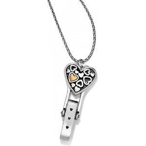 Necklaces |  Floating Heart Badge Clip Necklace Necklaces