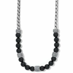 Necklaces |  Meridian Bead Necklace Jewelry Black-Silver