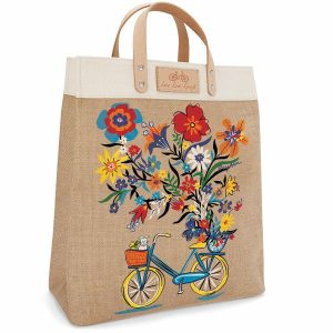 Totes |  Bicycle Fun Burlap Tote Handbags Multi