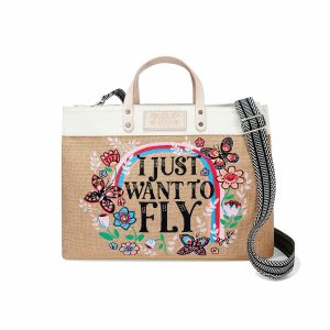 Totes |  Fly Away East West Burlap Tote Handbags Multi