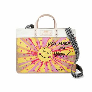 Totes |  Happy Sunshine East West Burlap Tote Handbags Multi