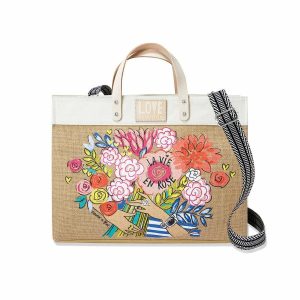 Totes |  La Vie En Rose East West Burlap Tote Handbags Multi