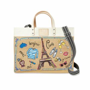 Totes |  Parisian Holiday East West Burlap Tote Handbags Multi