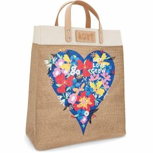 Totes |  Let Love Grow Burlap Tote Handbags Multi